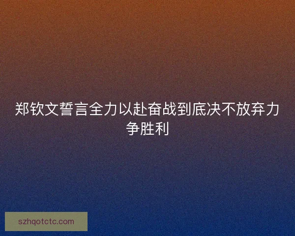 郑钦文誓言全力以赴奋战到底决不放弃力争胜利